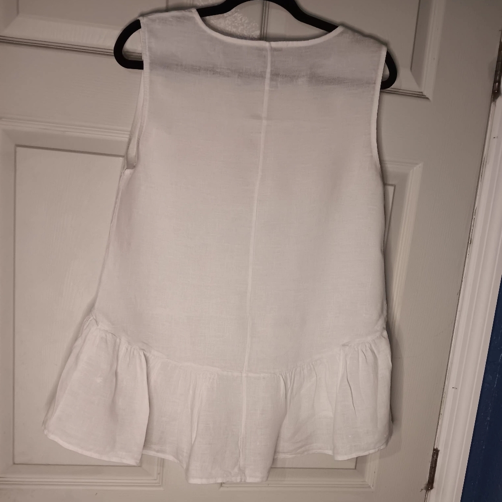 Francesca Bettini Elegant White Sleeveless Linen Blouse Sz S